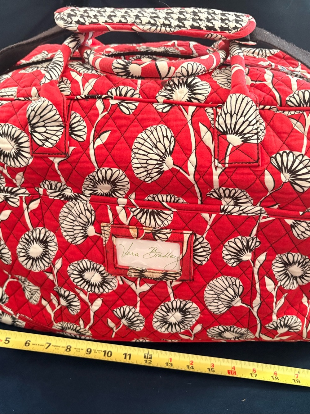 Vera Bradley Red Quilted Floral Travel Tote